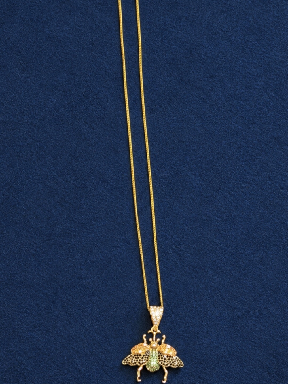 Gold Tone Beetle Pendant Necklace - Women Jewelry